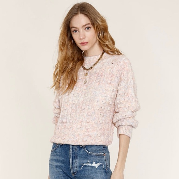 Anthropologie Heartloom Freya Cozy Chunky Knit Neutral Pastel Sweater NWT Medium - Picture 2 of 16